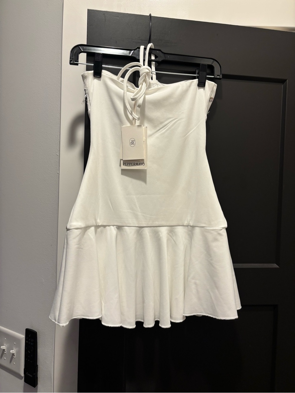 Peppermayo Sabelle Halter Mini Dress White XS 2 Button Embellished Iridescent - Picture 11 of 14